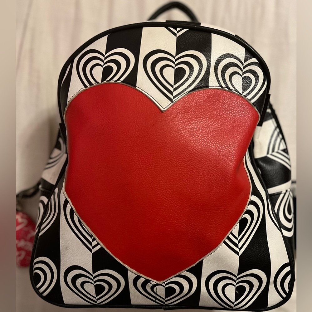 Betsey Johnson Black Red Queen of Hearts BackPack Bag Valentine’s Day